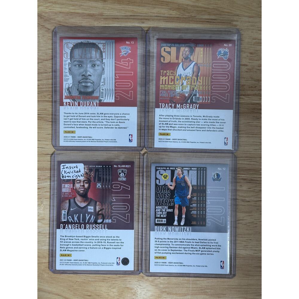 Lot of 4 NBA Hoops Slam Cards